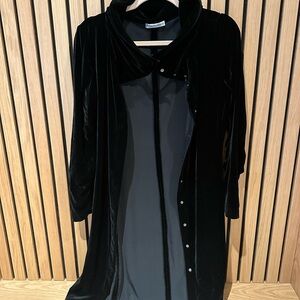 Chico's Black Velvet Long Cardigan